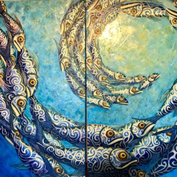 Malerei mit dem Titel "Sea Ballet" von Alicia Zemanek, Original-Kunstwerk, Öl