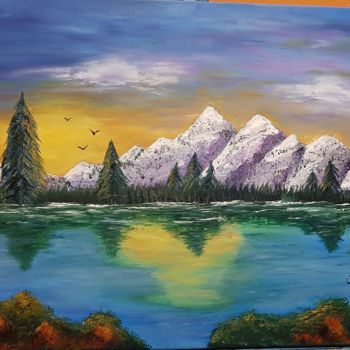 Painting titled "LAGO ALPINO" by Alicia, Original Artwork, Oil