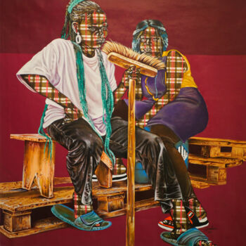 Painting titled "Cleaners" by Alida Ymelé, Original Artwork, Acrylic Mounted on Wood Stretcher frame