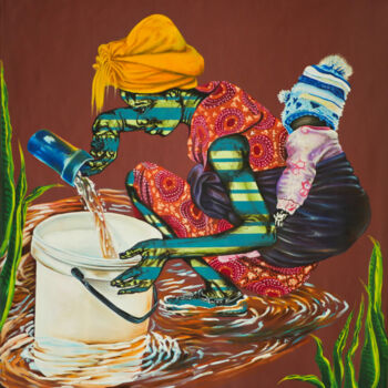 Malarstwo zatytułowany „Ma source dorée” autorstwa Alida Ymelé, Oryginalna praca, Akryl Zamontowany na Drewniana rama noszy