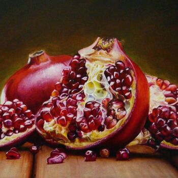 Schilderij getiteld "Pomegranate" door Alik Mkrtichyan, Origineel Kunstwerk, Olie
