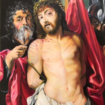 Painting titled "Reproduction: Jesus…" by Alik Mkrtichyan, Original Artwork, Oil