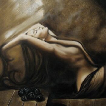 Картина под названием "Black Roses" - Алиханов, Подлинное произведение искусства, Масло