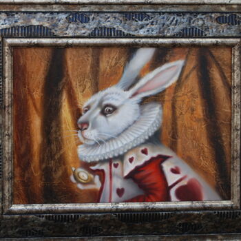 Malerei mit dem Titel ""White Bunny" based…" von Alikhanov, Original-Kunstwerk, Öl