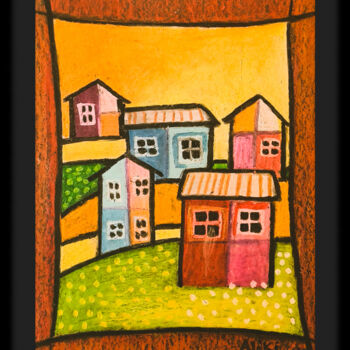 "Farm Houses I" başlıklı Tablo Aliki tarafından, Orijinal sanat, Pastel