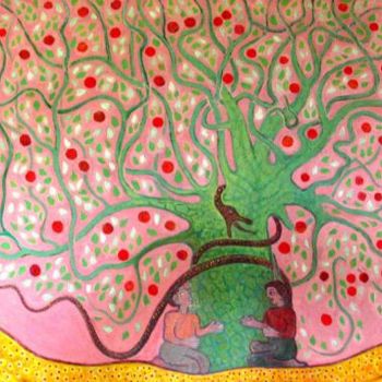 Painting titled "L'arbre au fruits i…" by Ali Koussa, Original Artwork