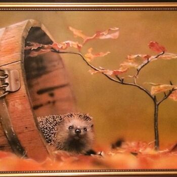 Картина под названием "BABY HEDGEHOG Paint…" - Alina Belyaeva, Подлинное произведение искусства, Аэрограф
