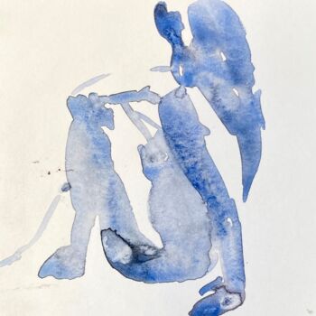 Peinture intitulée "Blue women" par Alina Bugleeva, Œuvre d'art originale, Aquarelle