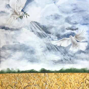 Painting titled "Peace" by Alina Buslova, Original Artwork, Watercolor