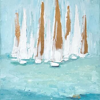 Peinture intitulée "Seascape with yachts" par Alina Fayzi, Œuvre d'art originale, Acrylique