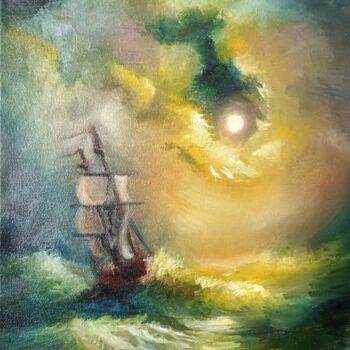 Painting titled "Sea" by Alina Gelman, Original Artwork, Oil