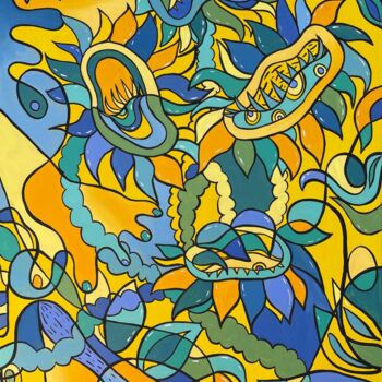 Painting titled "Sunflowers" by Alina Karmadanova, Original Artwork, Acrylic