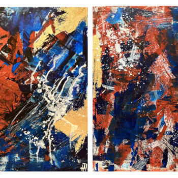 Painting titled "Diptych "Red and Bl…" by Alina Khramova, Original Artwork, Acrylic