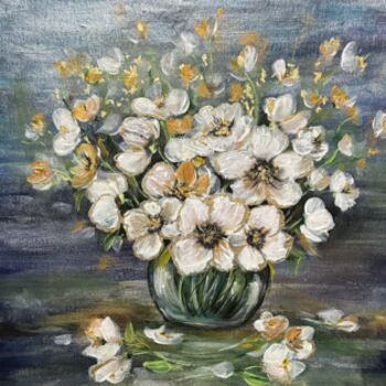 Pintura intitulada "White Flowers" por Alina Lidia Tanase, Obras de arte originais, Acrílico