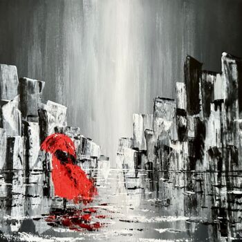 Painting titled "A walk in the rain" by Alina Lidia Tanase, Original Artwork, Acrylic Mounted on Wood Stretcher frame