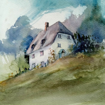 Pintura intitulada "On the hill" por Alina Matykiewicz, Obras de arte originais, Aquarela