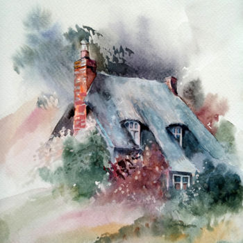 Painting titled "Roof" by Alina Matykiewicz, Original Artwork, Watercolor