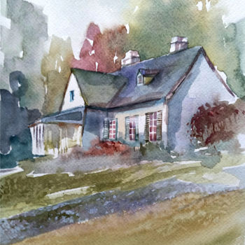Schilderij getiteld "Country house in th…" door Alina Matykiewicz, Origineel Kunstwerk, Aquarel