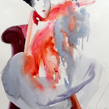 Картина под названием "Girl" - Alina Matykiewicz, Подлинное произведение искусства, Коллажи
