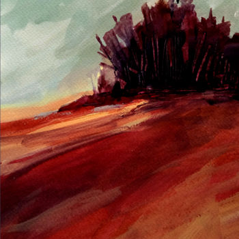 Painting titled "Landscape" by Alina Matykiewicz, Original Artwork, Watercolor