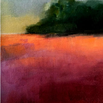 Pittura intitolato "Orange meadow near…" da Alina Matykiewicz, Opera d'arte originale, Olio