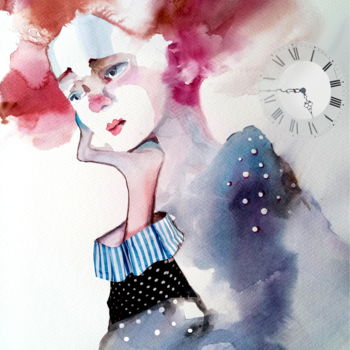 Malerei mit dem Titel "Girl time" von Alina Matykiewicz, Original-Kunstwerk, Aquarell