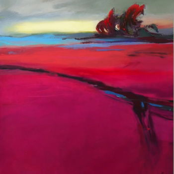 Painting titled "Dark pink" by Alina Matykiewicz, Original Artwork, Oil