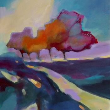 Painting titled "Sunny road" by Alina Matykiewicz, Original Artwork, Acrylic
