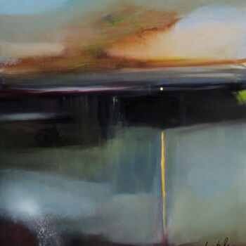 Malerei mit dem Titel "Dusk over the lake" von Alina Matykiewicz, Original-Kunstwerk, Acryl