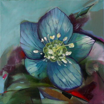 Peinture intitulée "Blue flower" par Alina Matykiewicz, Œuvre d'art originale, Huile