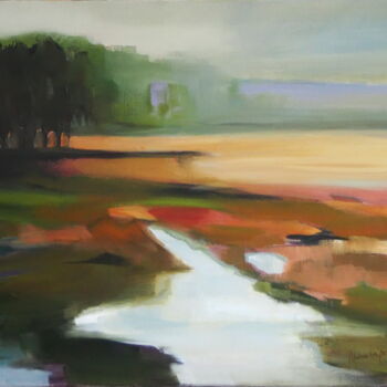 Malerei mit dem Titel "Landscape spring" von Alina Matykiewicz, Original-Kunstwerk, Öl
