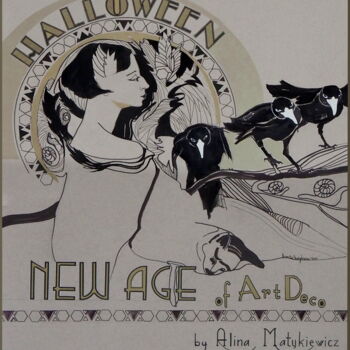 Desenho intitulada "Halloween with rave…" por Alina Matykiewicz, Obras de arte originais, Marcador
