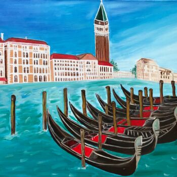 Painting titled "Gondolas" by Alina Morozova, Original Artwork, Oil