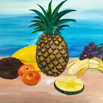 Painting titled "Tropical fruits" by Alina Morozova, Original Artwork, Oil