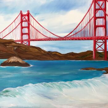 Painting titled "Golden Gate Bridge" by Alina Morozova, Original Artwork, Oil