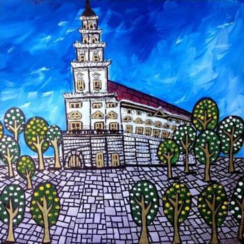 Peinture intitulée ""Town Hall"" par Alina Burinskaite Art, Œuvre d'art originale, Acrylique