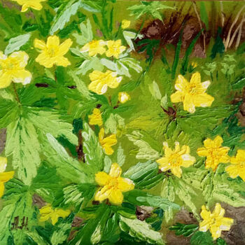 Painting titled "Spring in the forest" by Alina Naumova, Original Artwork, Oil