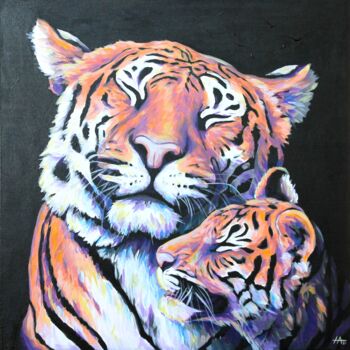 Painting titled "CARE" by Alina Nikitina, Original Artwork, Acrylic Mounted on Wood Stretcher frame