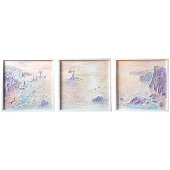 Painting titled "Silent Harbor. trip…" by Alina Nikitina, Original Artwork, Plaster Mounted on Wood Stretcher frame