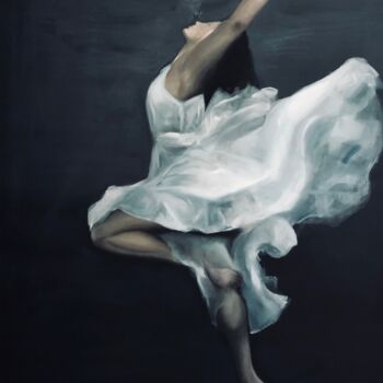 Painting titled "BALLERINA UNDERWATER" by Alina Poloboc, Original Artwork, Oil