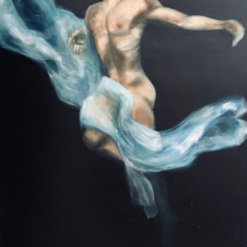 Schilderij getiteld "DANCER UNDERWATER" door Alina Poloboc, Origineel Kunstwerk, Olie