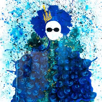 Schilderij getiteld "FANCY BLUE KING" door Alina Poloboc, Origineel Kunstwerk, Acryl