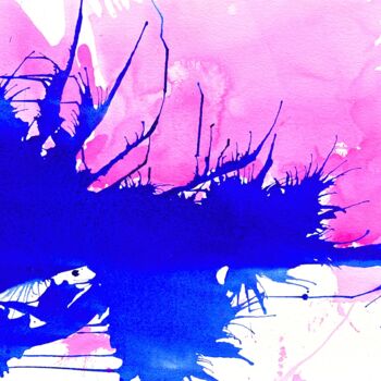 Peinture intitulée "Blue and Pink explo…" par Alina Poloboc, Œuvre d'art originale, Acrylique