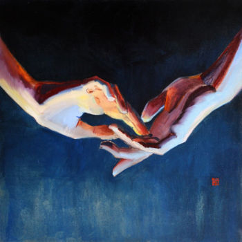 Painting titled "Touch" by Alina Pronskaya, Original Artwork, Oil