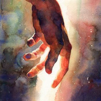 Painting titled "" Hand " - painting…" by Alina Shangina, Original Artwork, Watercolor