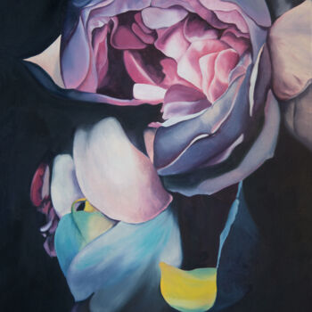 Картина под названием "Dark Peonies" - Alina Shustrova, Подлинное произведение искусства, Масло