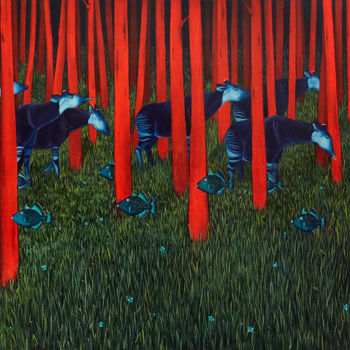Malarstwo zatytułowany „Dream-Grass | Сон-Т…” autorstwa Alina Shustrova, Oryginalna praca, Olej Zamontowany na Drewniana ram…