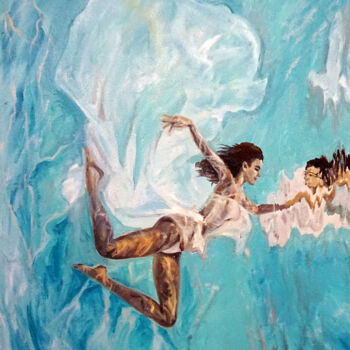 Malerei mit dem Titel "Water mirror" von Alina Sunny, Original-Kunstwerk, Öl