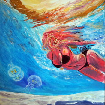 Painting titled "Sunny Underwater" by Alina Sunny, Original Artwork, Oil