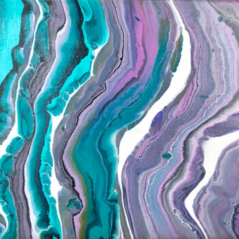 Картина под названием "Green and Purple" - Alina Timoshenko, Подлинное произведение искусства, Акрил Установлен на Деревянна…